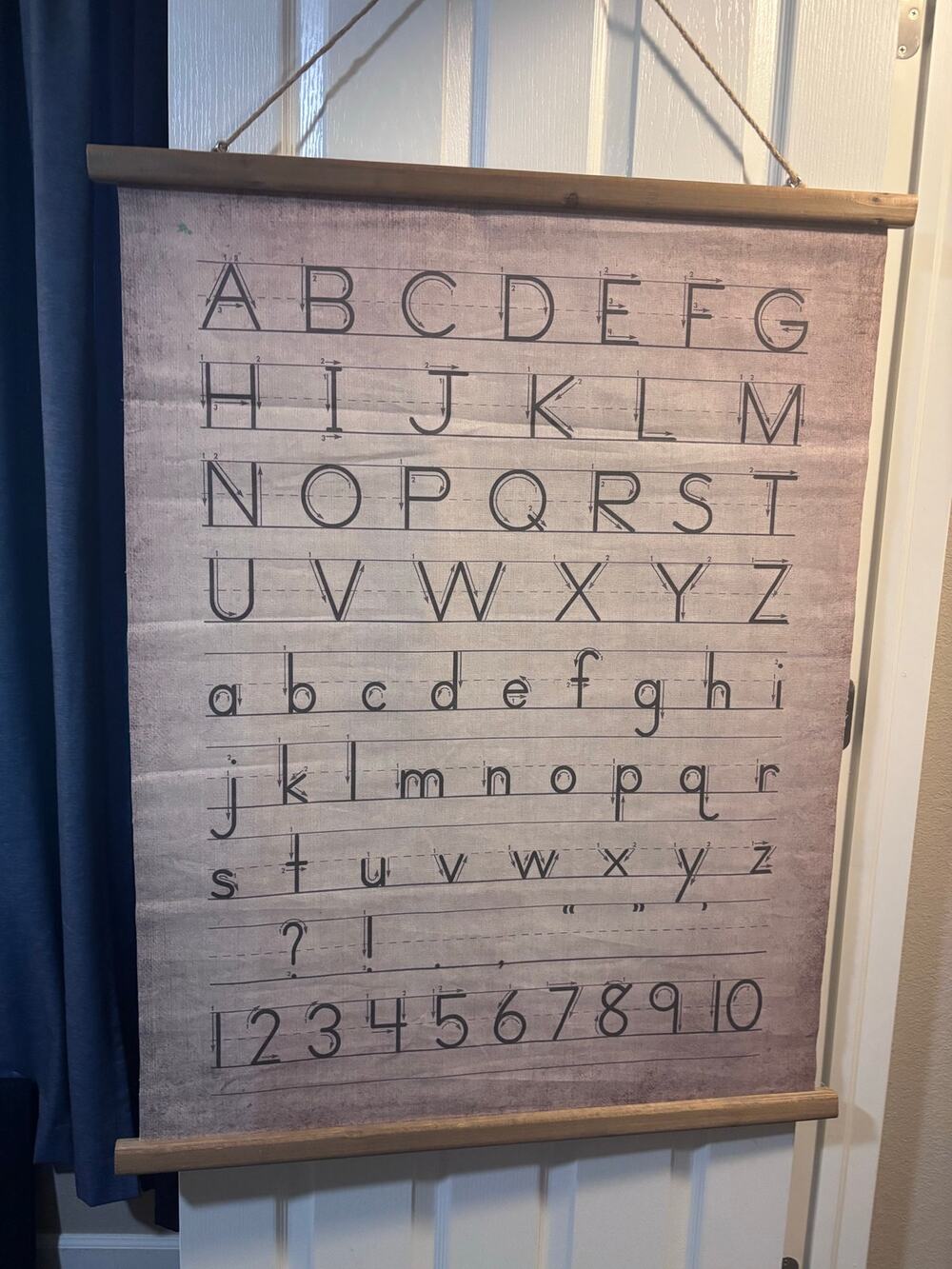 Wall Decor with Alphabet, Numbers and Jute Hanger
